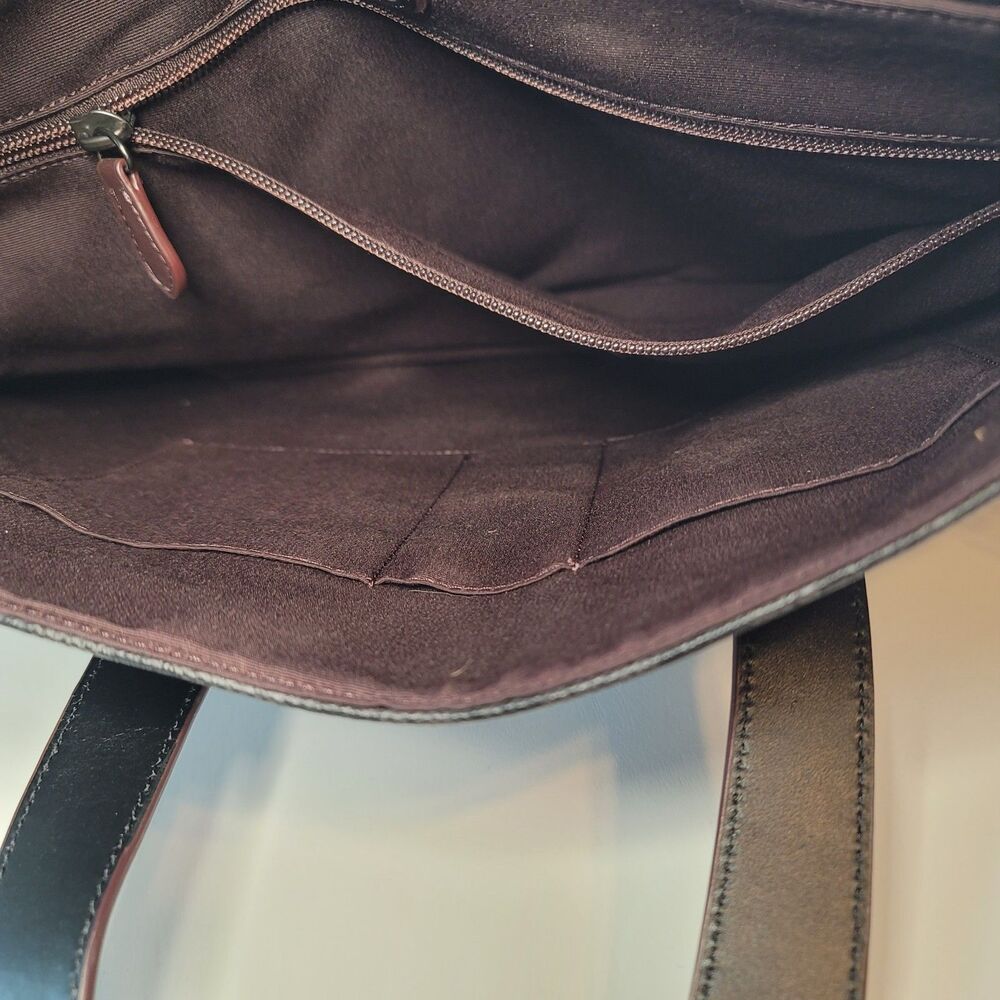 Coach Signature Embossed Coated Leather Briefcase Portfolio Laptop Bag Black - Picture 6 of 10